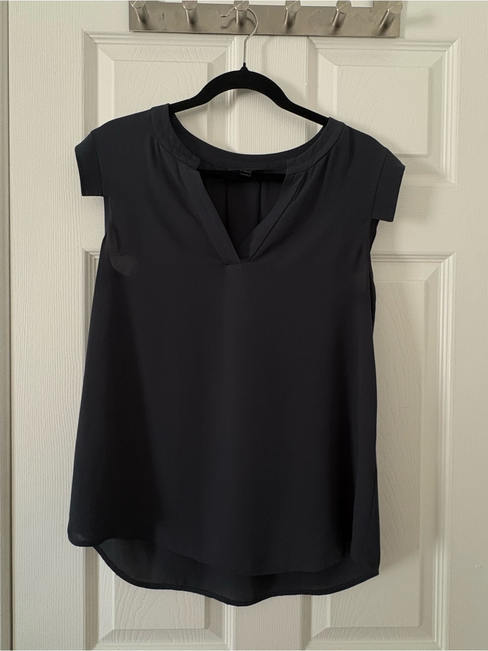J. Crew Black V-Neck Cap Sleeve Blouse